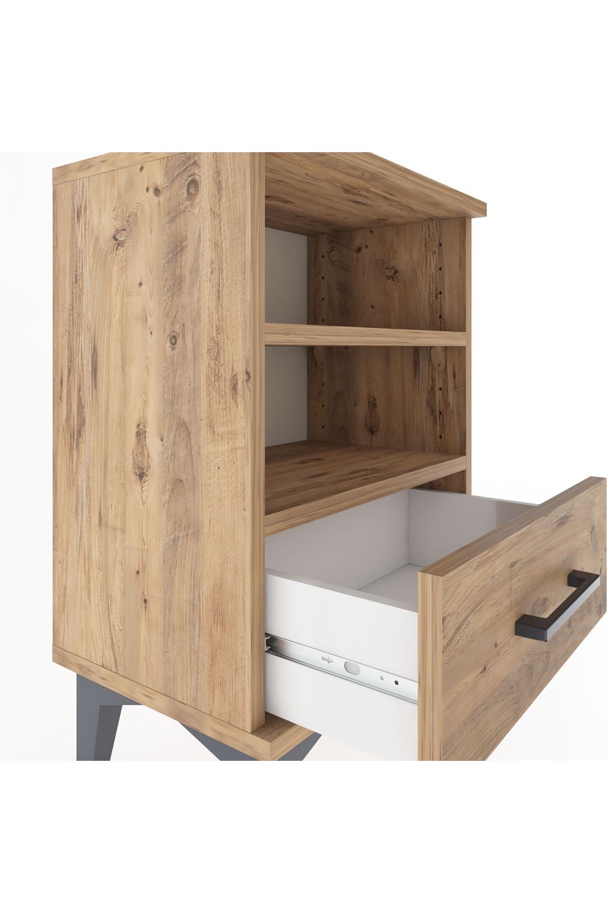 Arges Komodin 2 Raflı Tek Çekmeceli 44x30x64 Çam-Çam