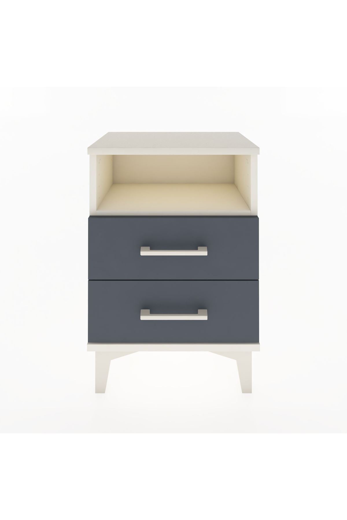 Arges Komodin Tek Raflı 2 Çekmeceli 44x30x64 Aytaşı-Antrasit