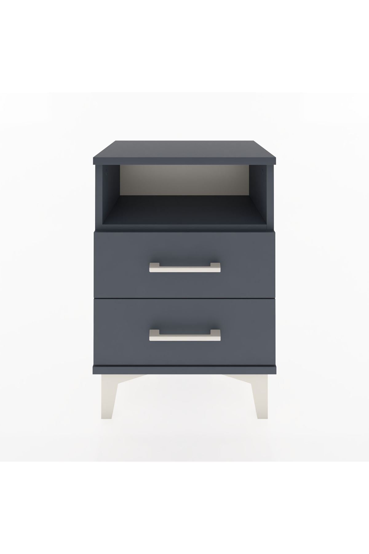 Arges Komodin Tek Raflı 2 Çekmeceli 44x30x64 Antrasit-Antrasit