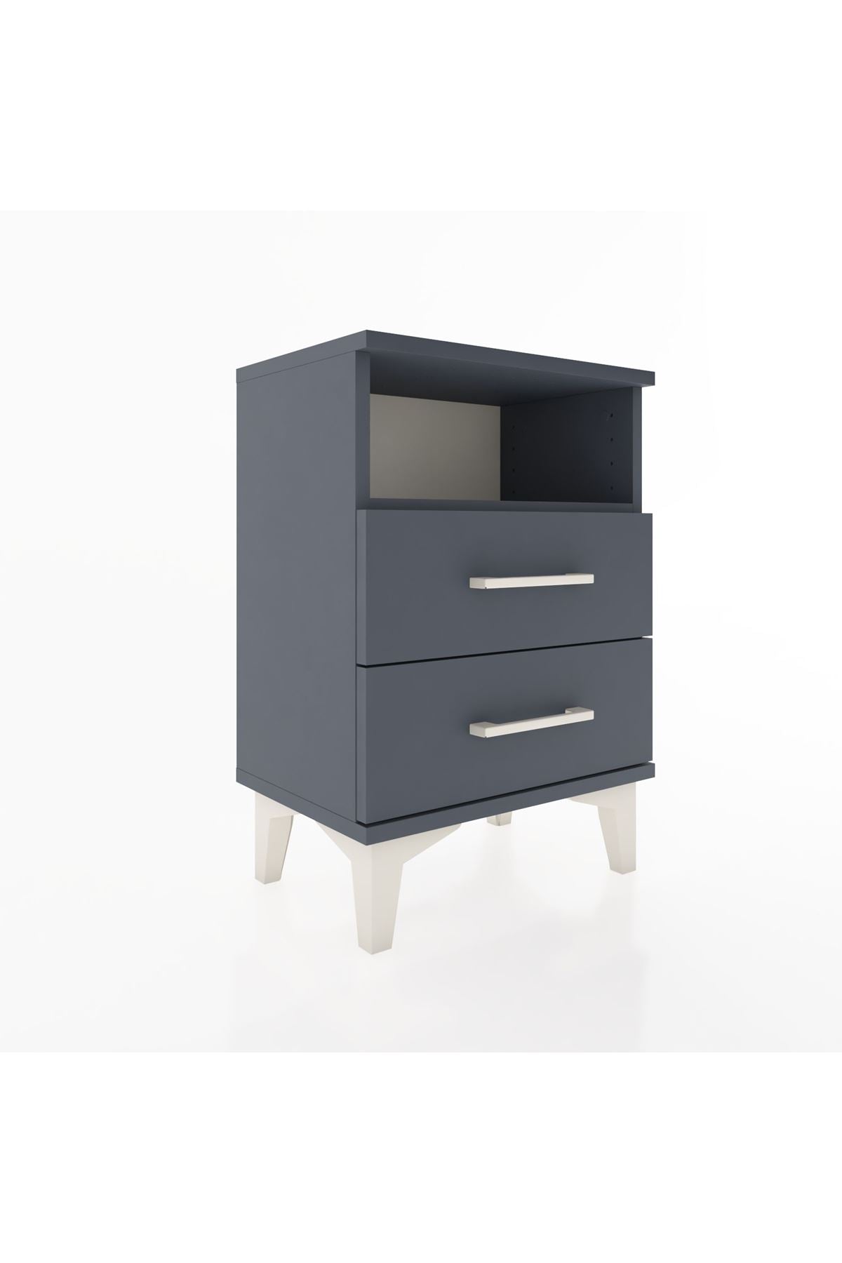 Arges Komodin Tek Raflı 2 Çekmeceli 44x30x64 Antrasit-Antrasit