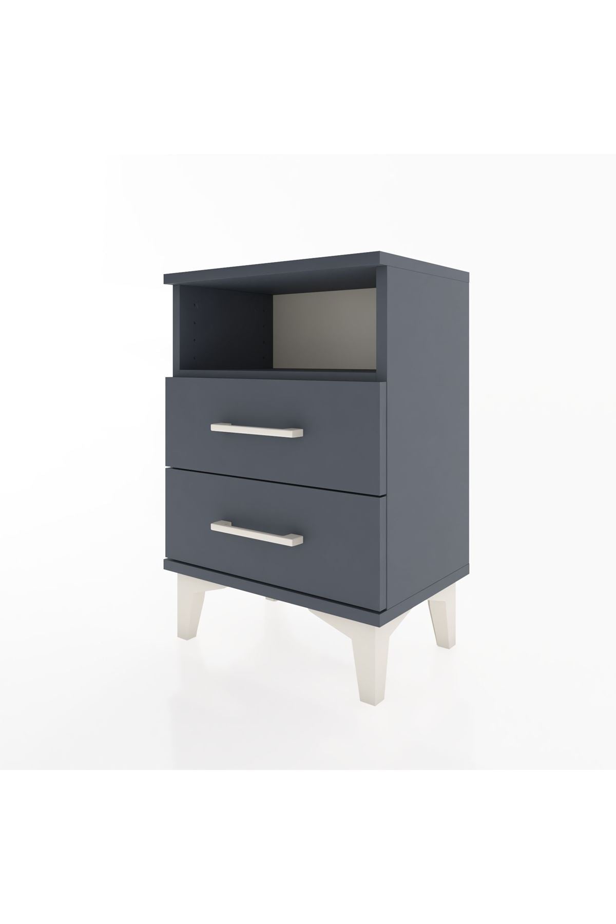 Arges Komodin Tek Raflı 2 Çekmeceli 44x30x64 Antrasit-Antrasit