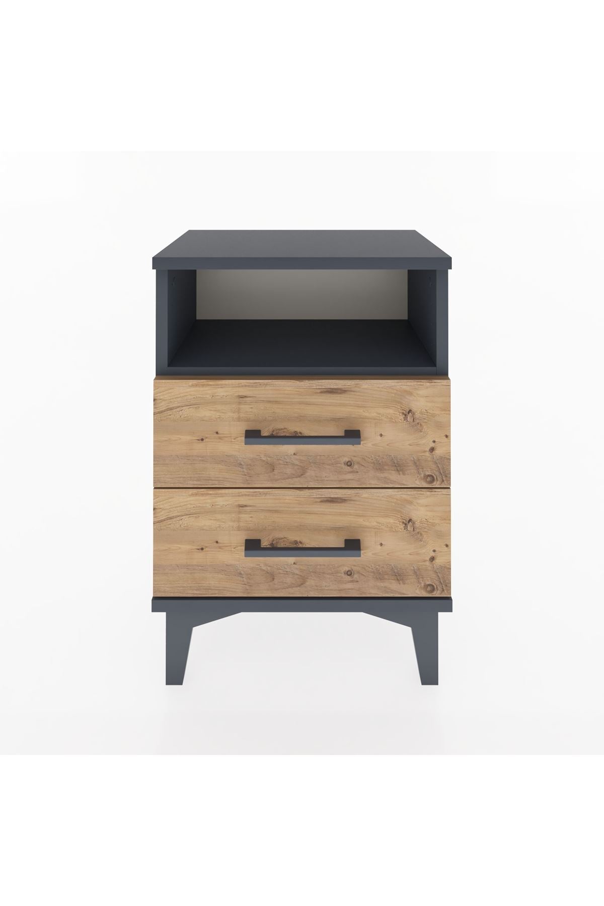 Arges Komodin Tek Raflı 2 Çekmeceli 44x30x64 Antrasit-Çam