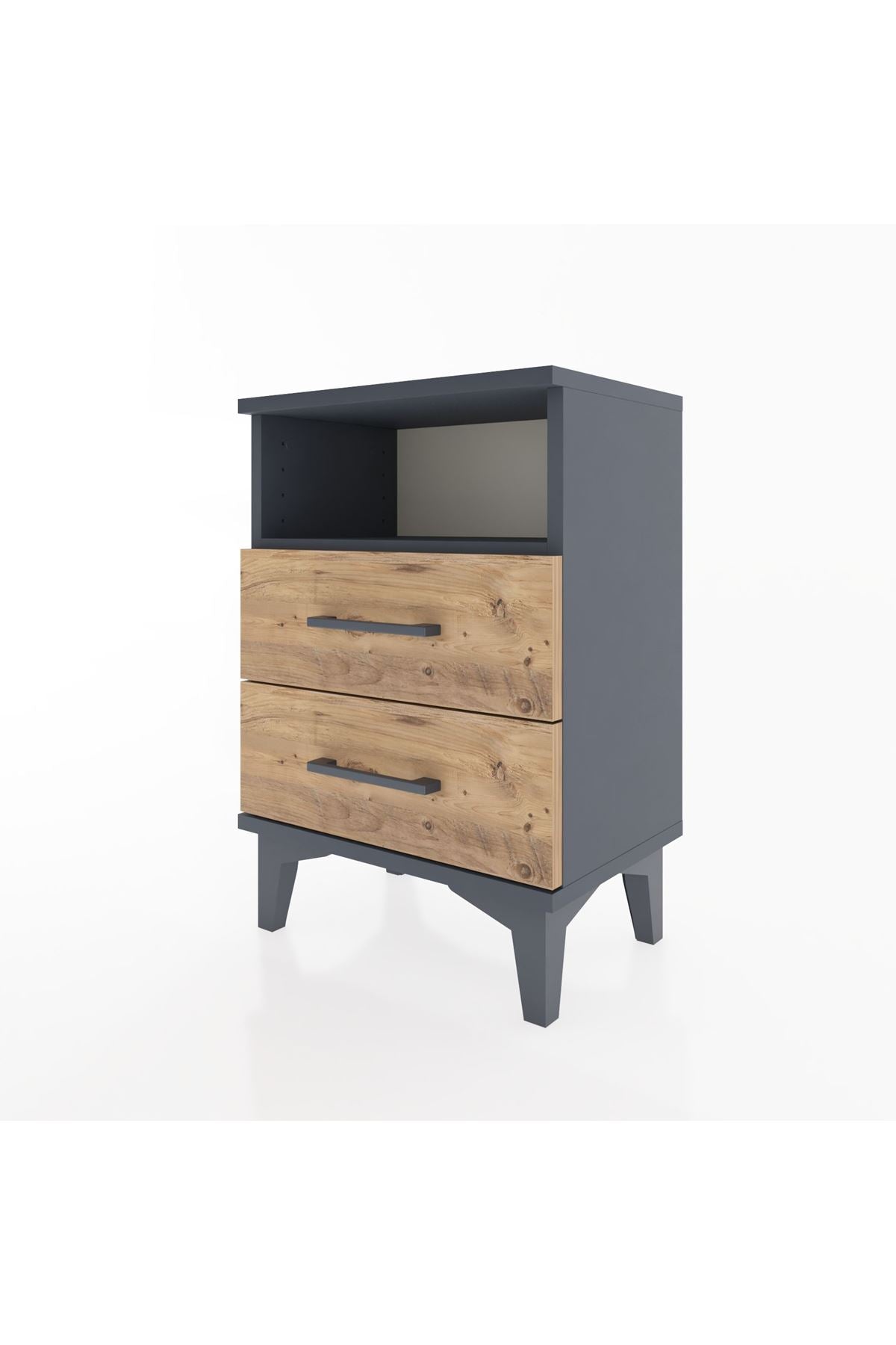 Arges Komodin Tek Raflı 2 Çekmeceli 44x30x64 Antrasit-Çam