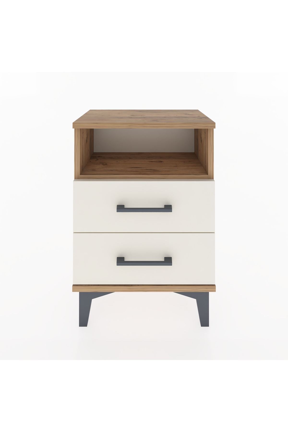 Arges Komodin Tek Raflı 2 Çekmeceli 44x30x64 Çam-Aytaşı