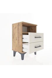 Arges Komodin Tek Raflı 2 Çekmeceli 44x30x64 Çam-Aytaşı