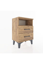 Arges Komodin Tek Raflı 2 Çekmeceli 44x30x64 Çam-Çam
