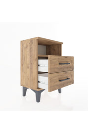 Arges Komodin Tek Raflı 2 Çekmeceli 44x30x64 Çam-Çam