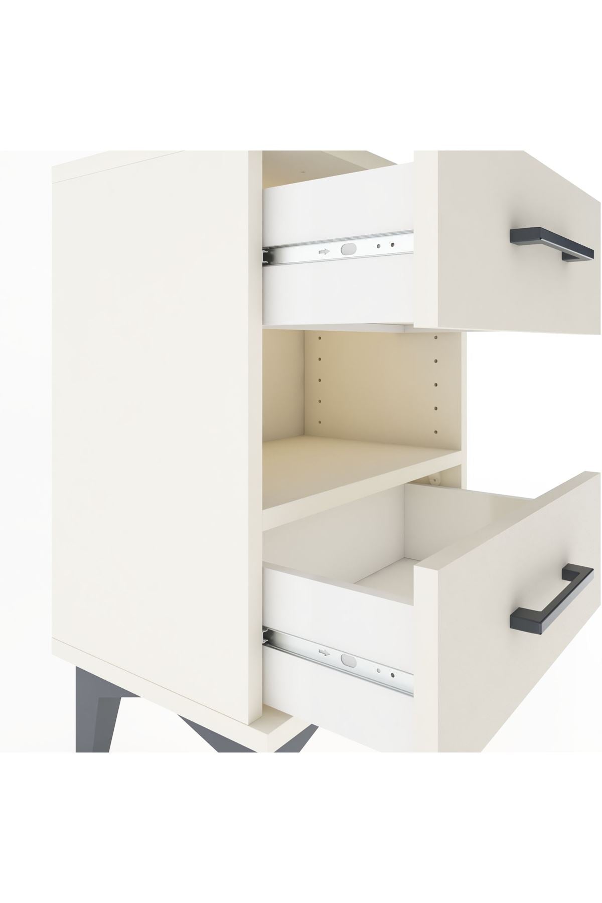 Arges Komodin Tek Raflı 2 Çekmeceli 44x30x64 Aytaşı-Aytaşı