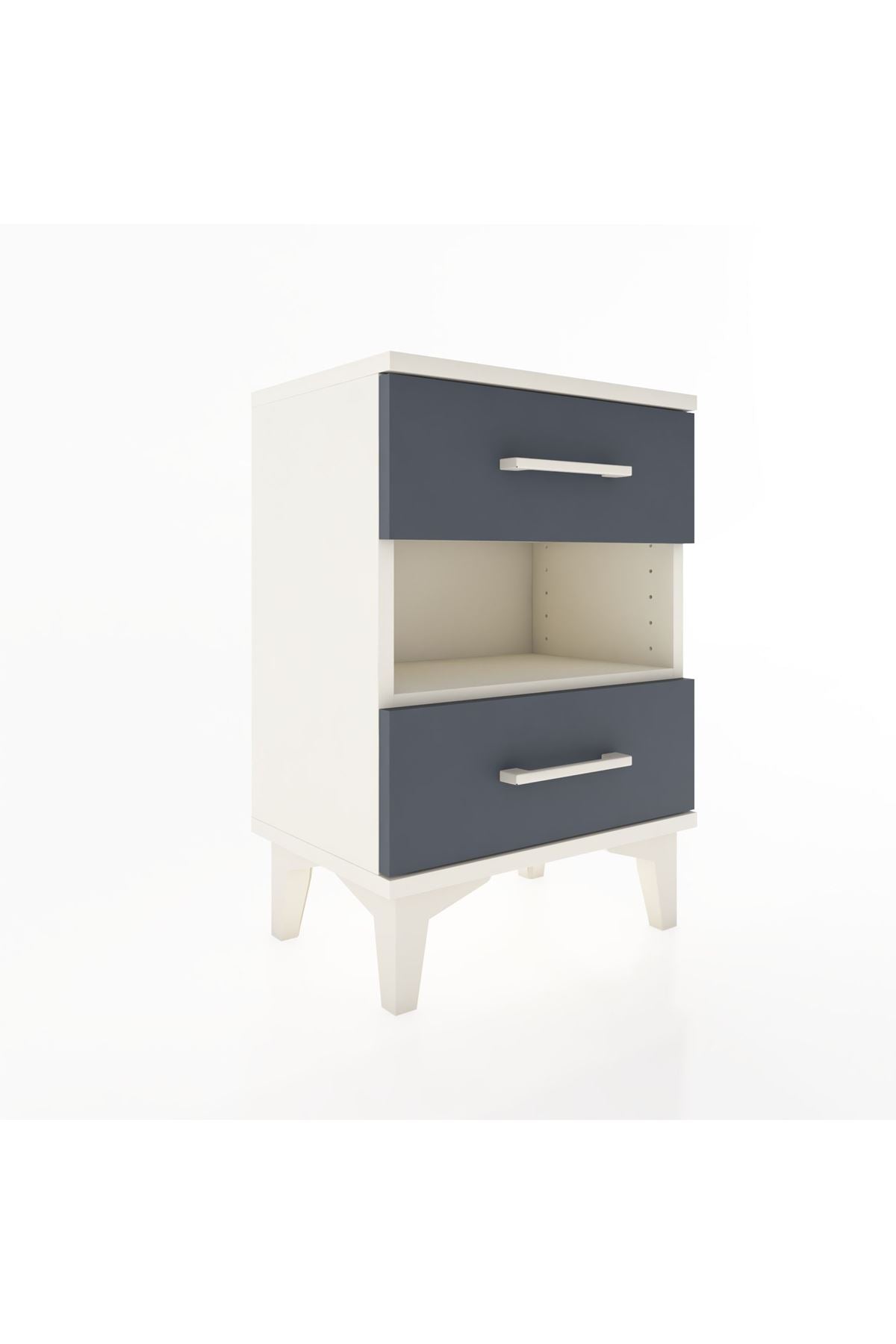 Arges Komodin Tek Raflı 2 Çekmeceli 44x30x64 Aytaşı-Antrasit