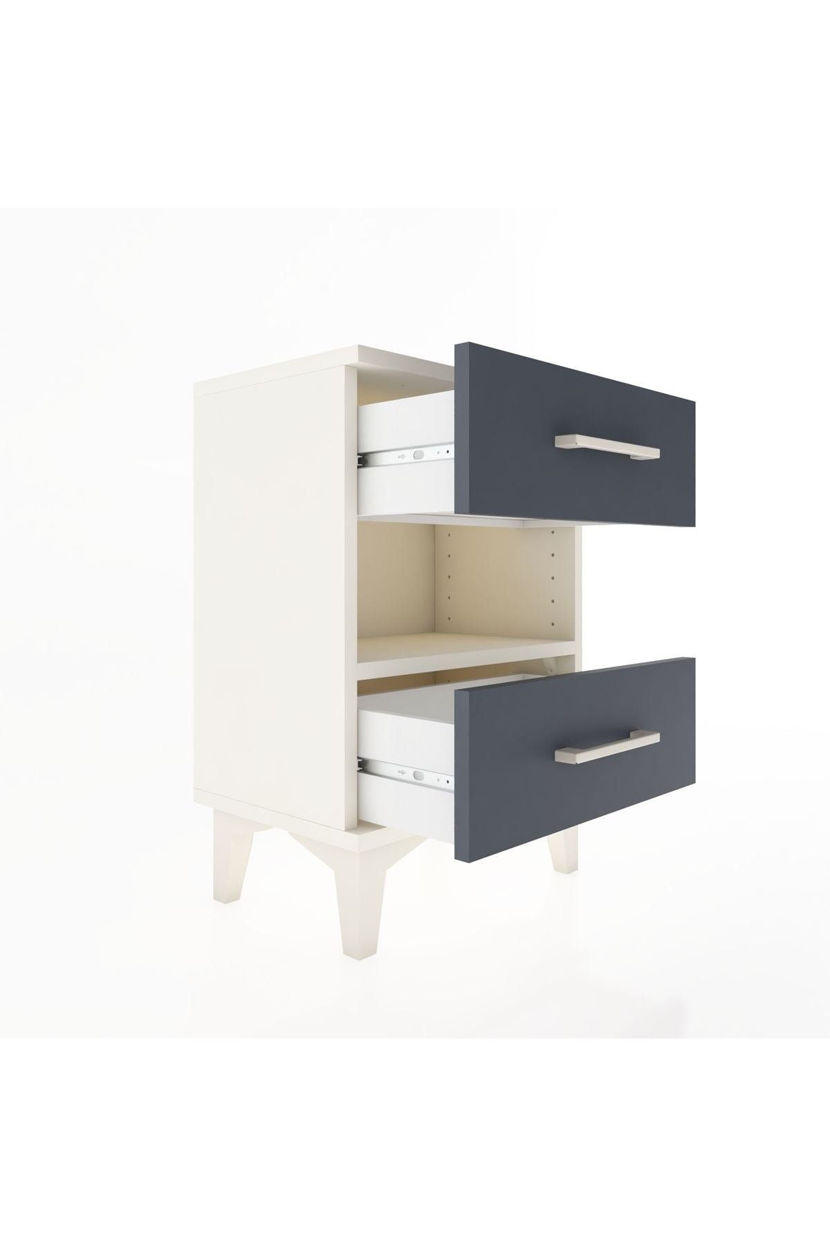 Arges Komodin Tek Raflı 2 Çekmeceli 44x30x64 Aytaşı-Antrasit