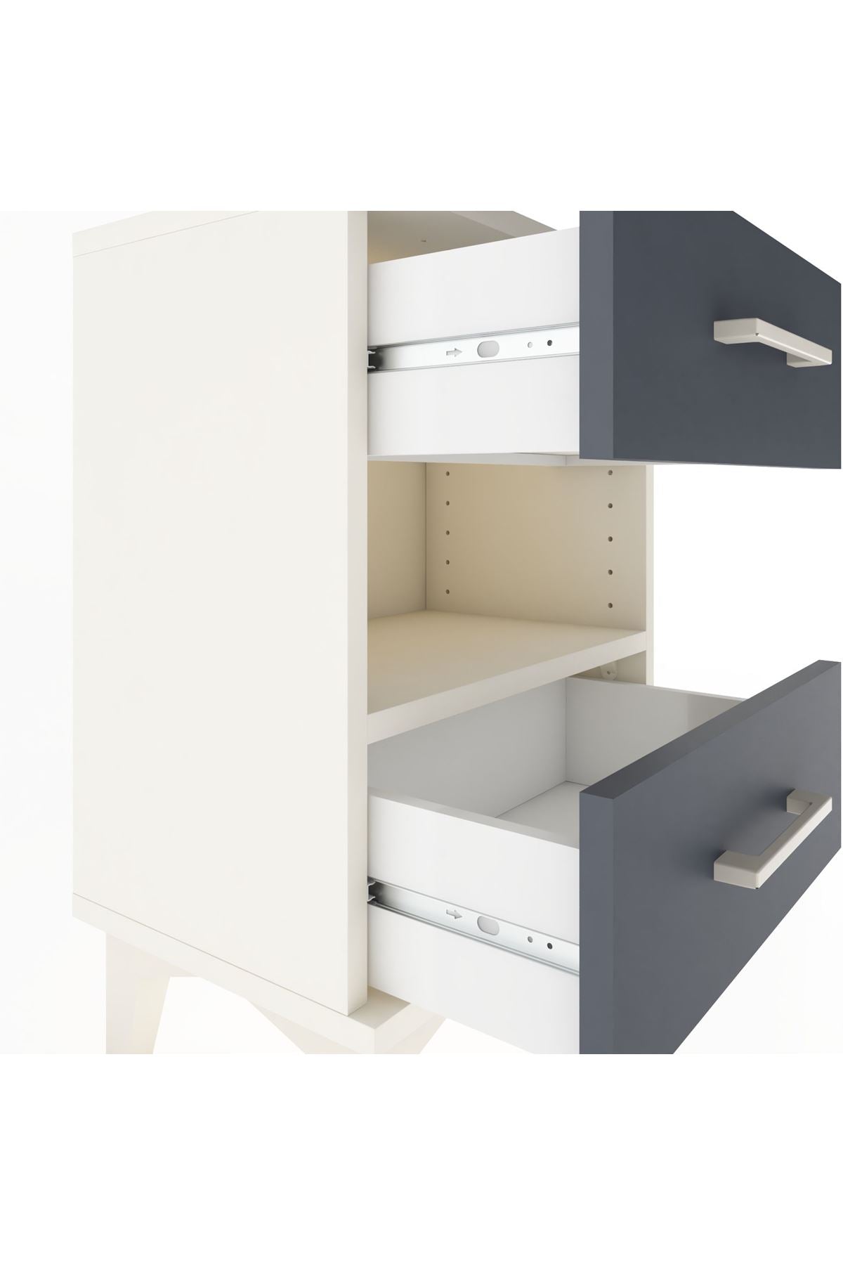 Arges Komodin Tek Raflı 2 Çekmeceli 44x30x64 Aytaşı-Antrasit