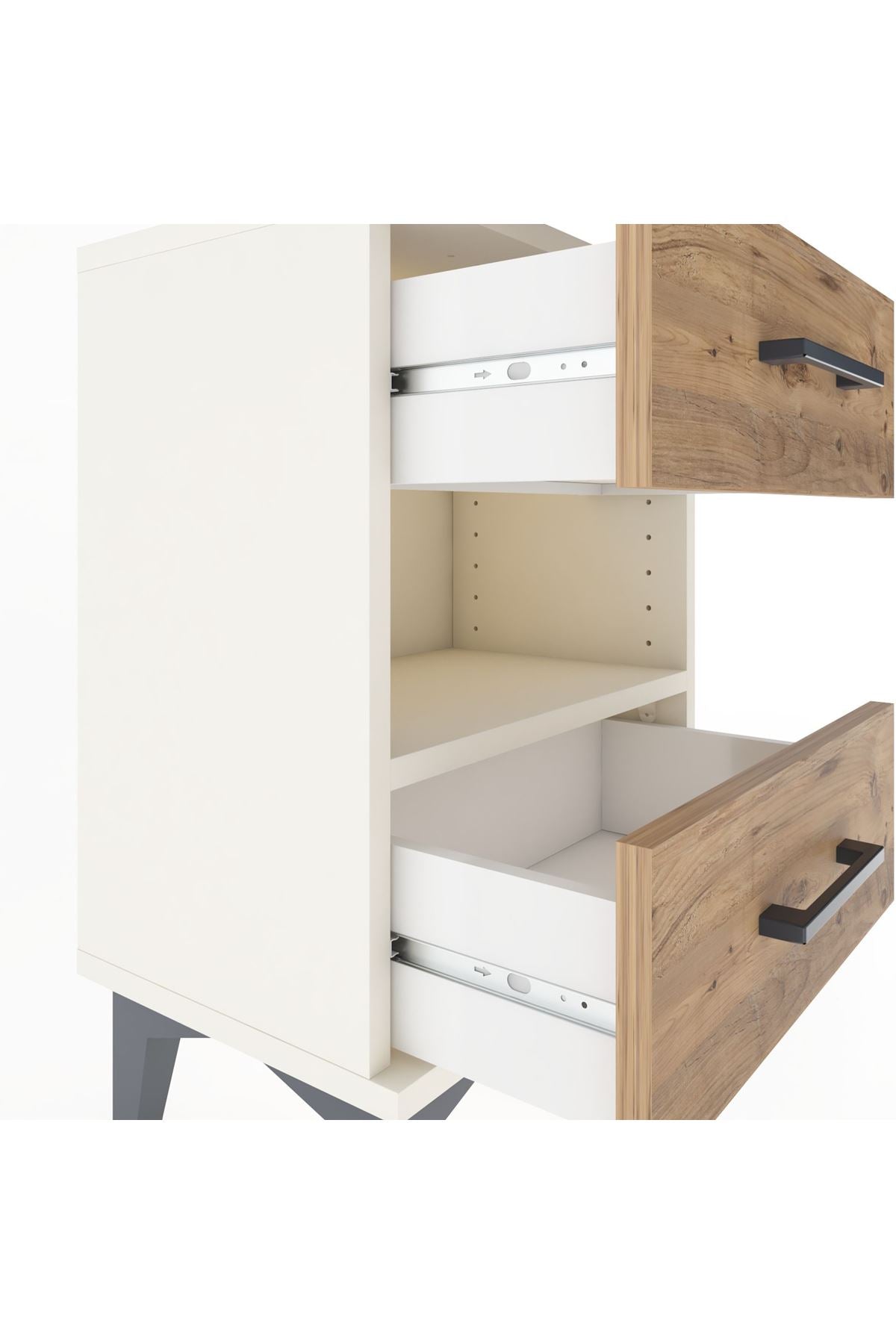 Arges Komodin Tek Raflı 2 Çekmeceli 44x30x64 Aytaşı-Çam