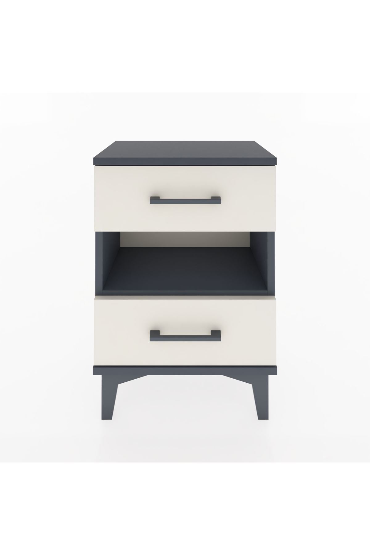 Arges Komodin Tek Raflı 2 Çekmeceli 44x30x64 Antrasit-Aytaşı