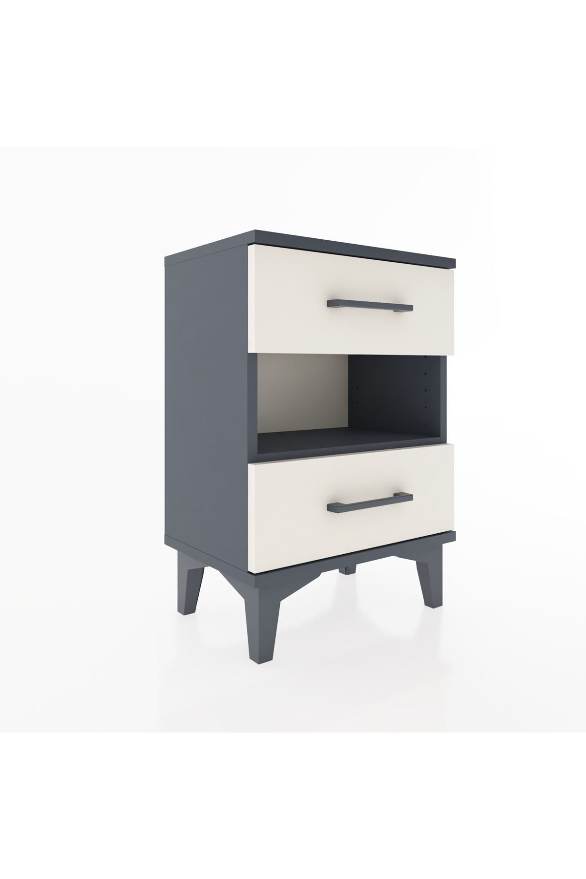 Arges Komodin Tek Raflı 2 Çekmeceli 44x30x64 Antrasit-Aytaşı