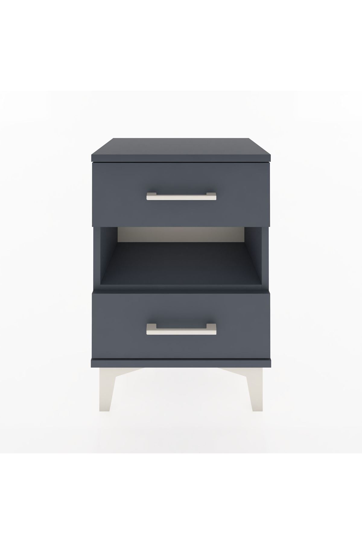 Arges Komodin Tek Raflı 2 Çekmeceli 44x30x64 Antrasit-Antrasit