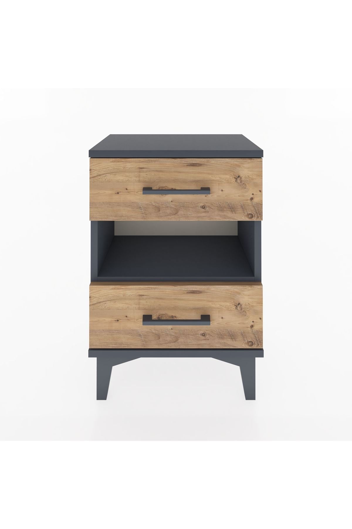 Arges Komodin Tek Raflı 2 Çekmeceli 44x30x64 Antrasit-Çam