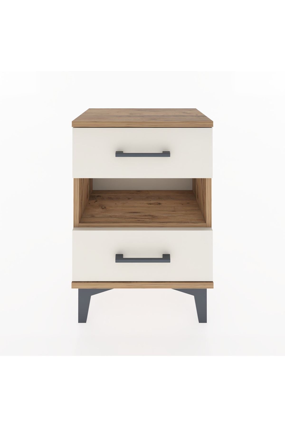 Arges Komodin Tek Raflı 2 Çekmeceli 44x30x64 Çam-Aytaşı