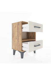 Arges Komodin Tek Raflı 2 Çekmeceli 44x30x64 Çam-Aytaşı
