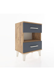 Arges Komodin Tek Raflı 2 Çekmeceli 44x30x64 Çam-Antrasit