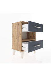 Arges Komodin Tek Raflı 2 Çekmeceli 44x30x64 Çam-Antrasit