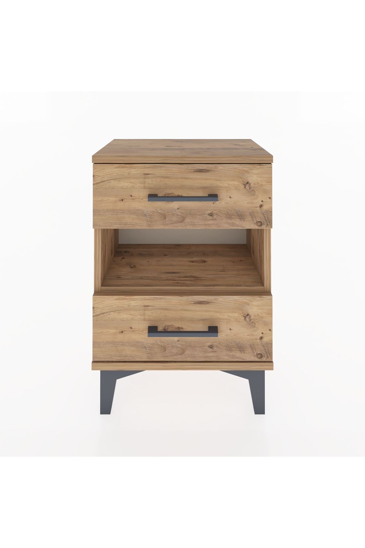 Arges Komodin Tek Raflı 2 Çekmeceli 44x30x64 Çam-Çam