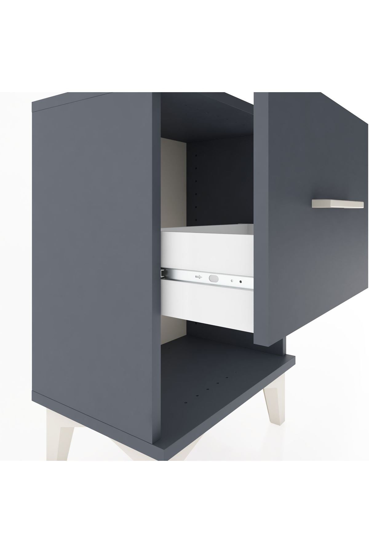 Arges Komodin Tek Çekmeceli 44x30x64 Antrasit-Antrasit