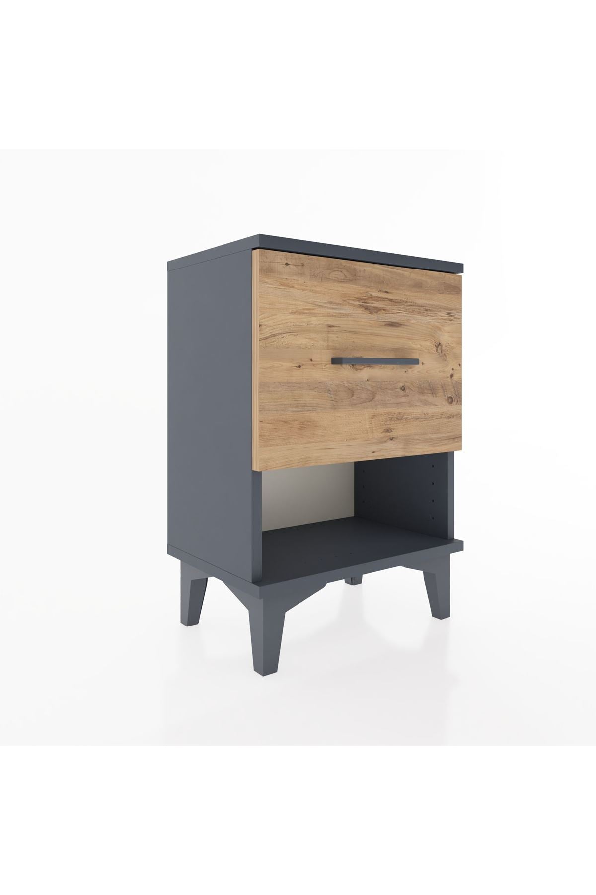 Arges Komodin Tek Çekmeceli 44x30x64 Antrasit-Çam