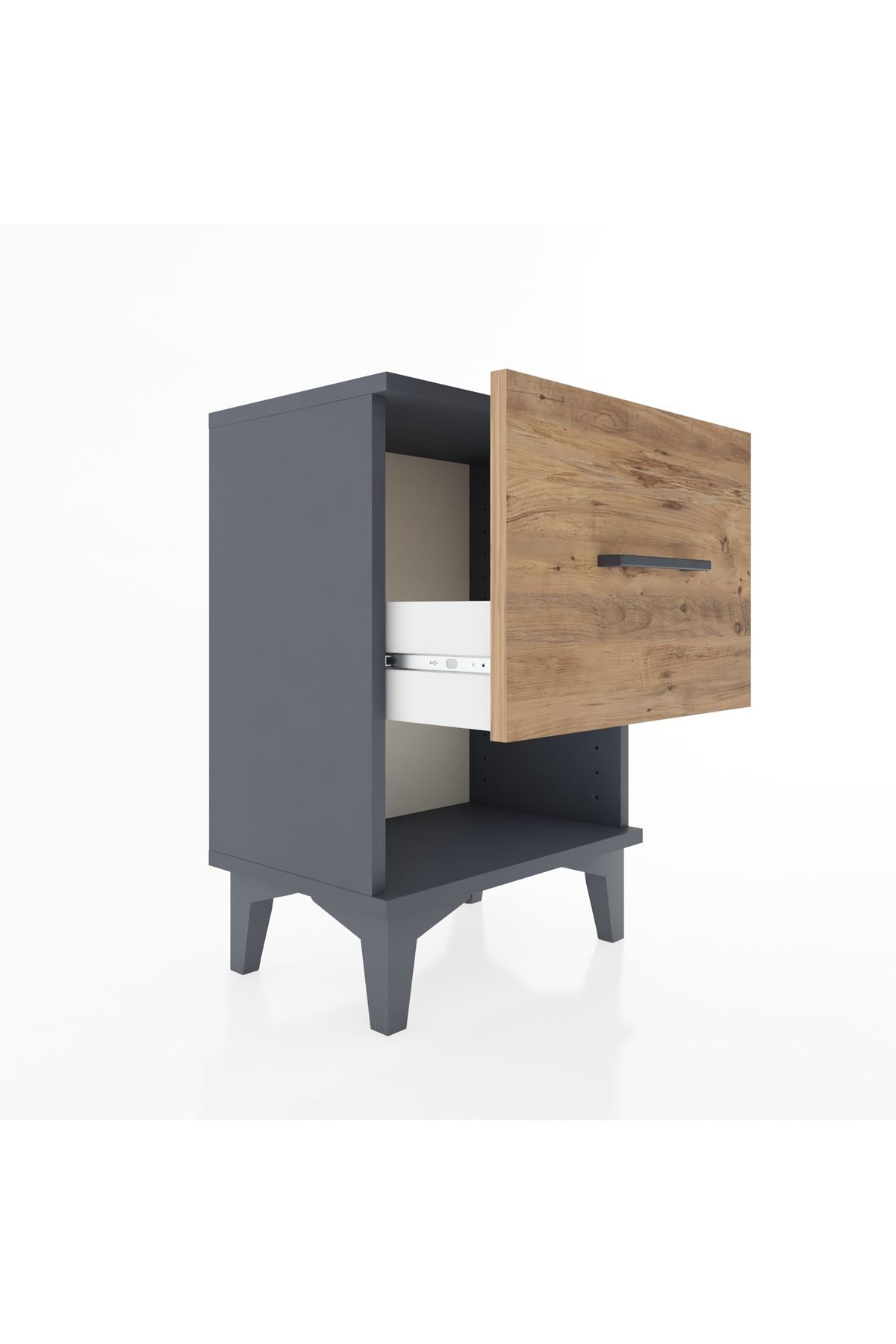 Arges Komodin Tek Çekmeceli 44x30x64 Antrasit-Çam