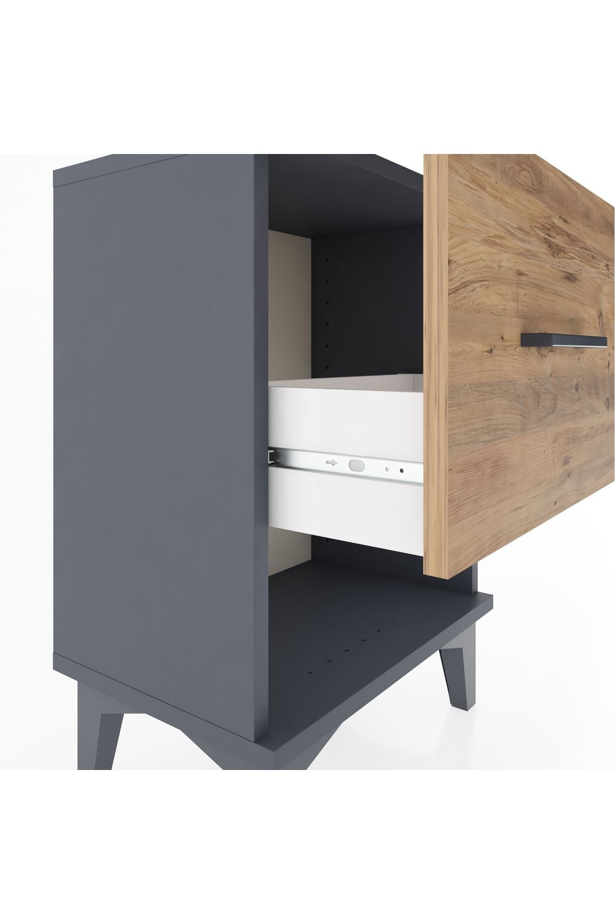 Arges Komodin Tek Çekmeceli 44x30x64 Antrasit-Çam