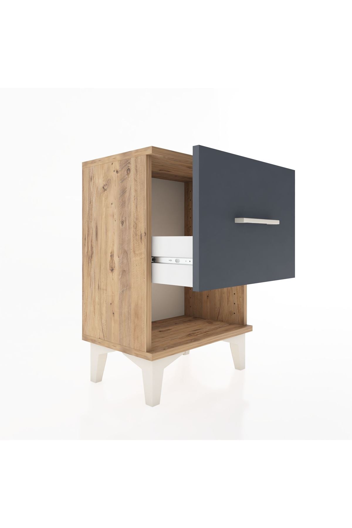 Arges Komodin Tek Çekmeceli 44x30x64 Çam-Antrasit