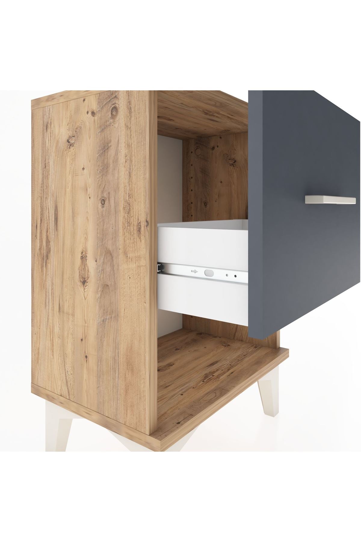 Arges Komodin Tek Çekmeceli 44x30x64 Çam-Antrasit