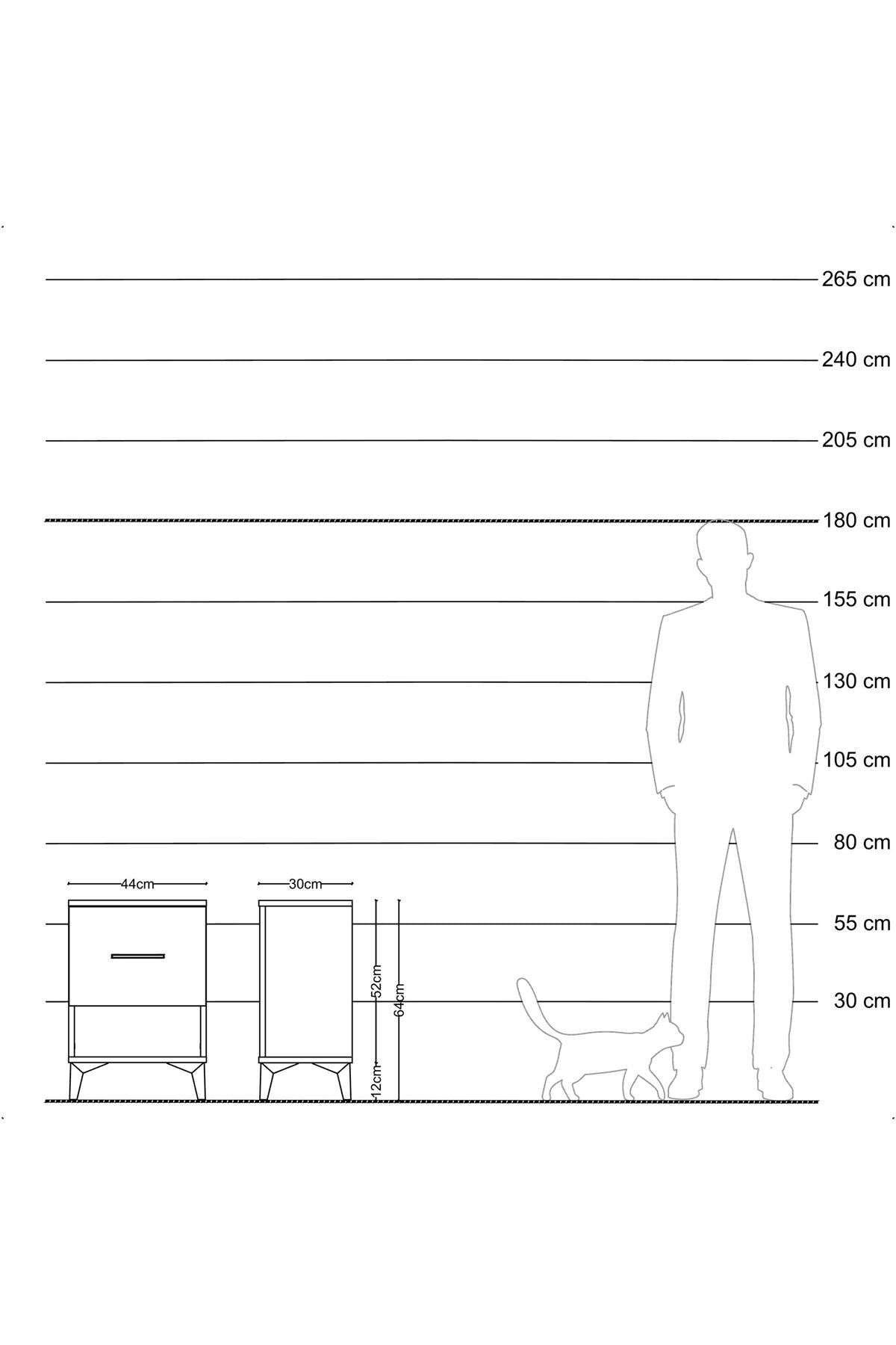 Arges Komodin Tek Çekmeceli 44x30x64 Çam-Antrasit