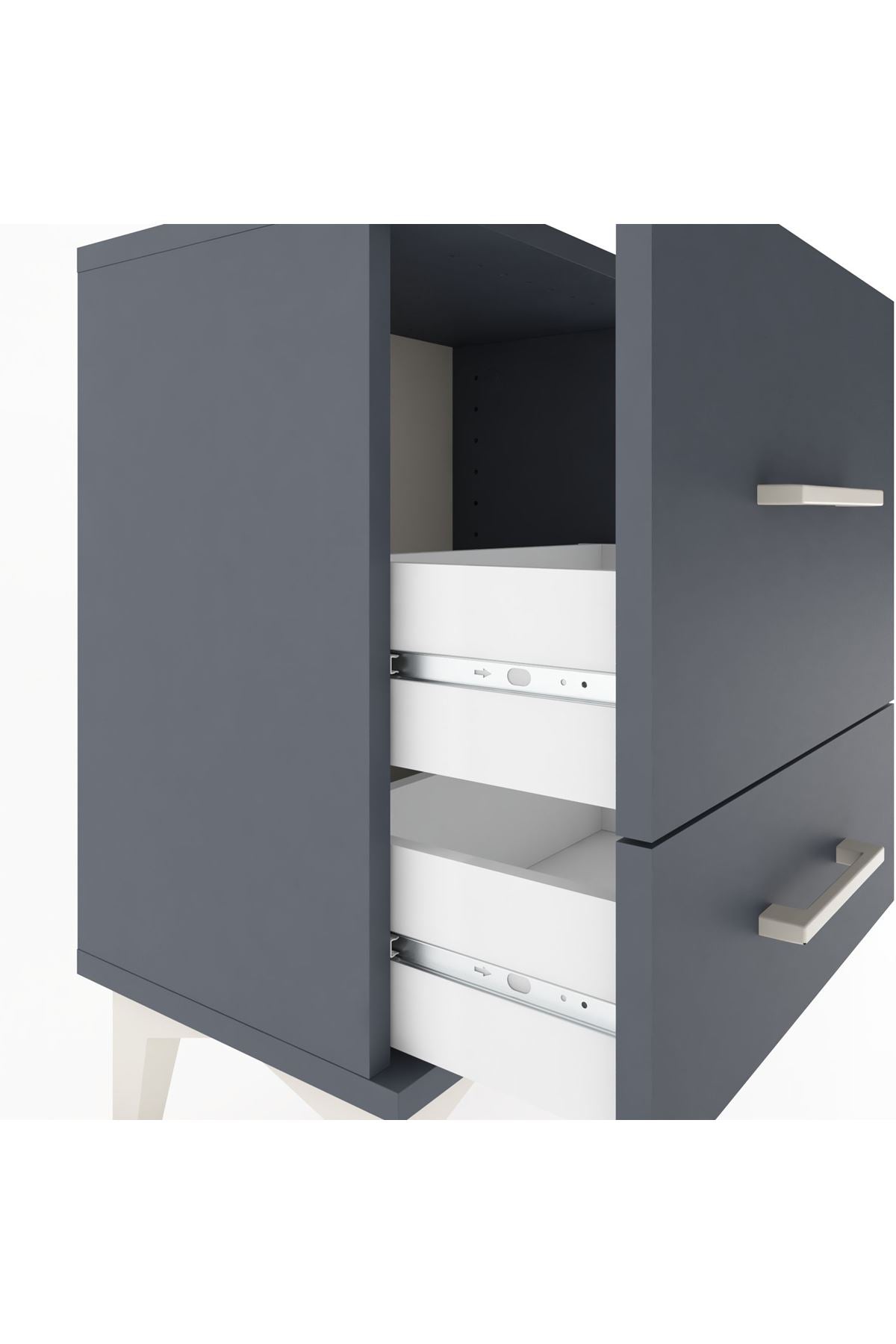 Arges Komodin 2 Çekmeceli 44x30x64 Antrasit-Antrasit