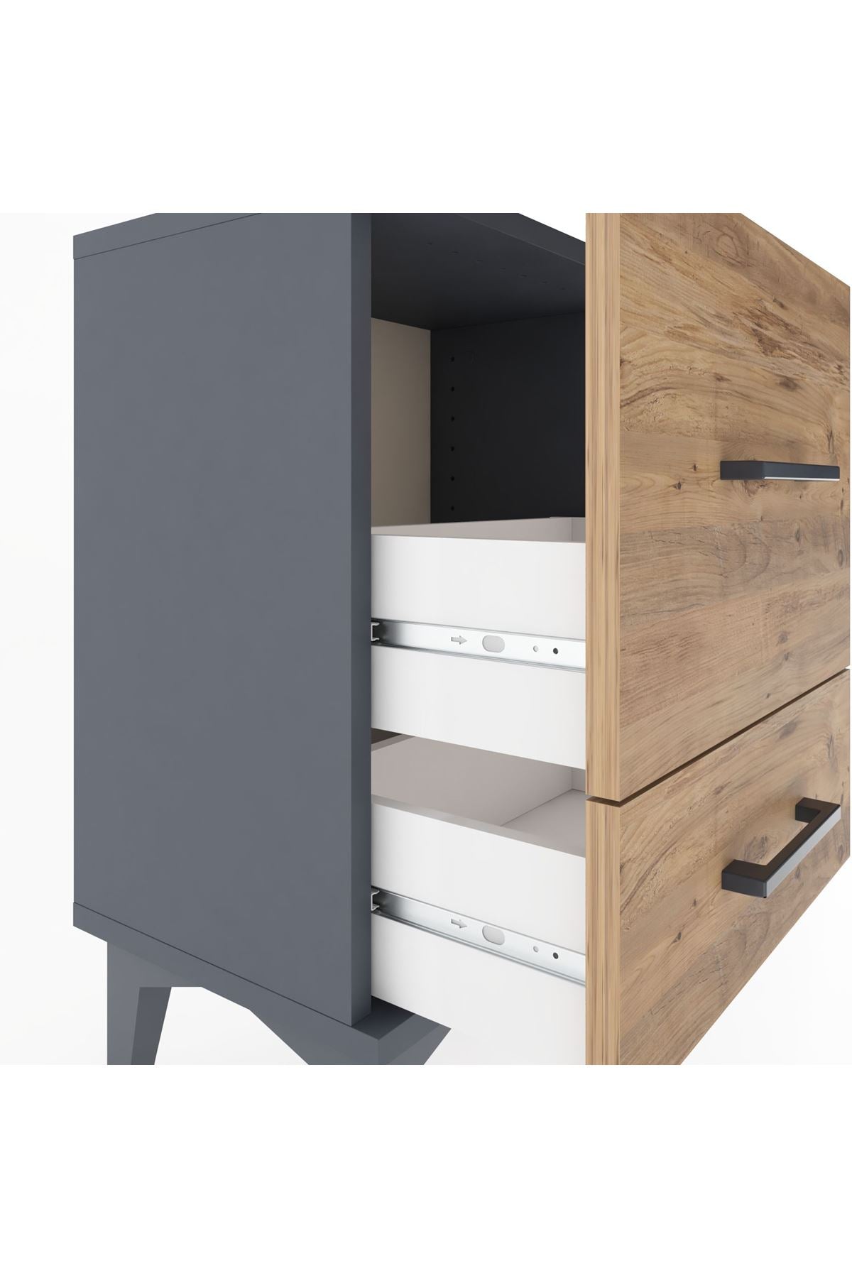 Arges Komodin 2 Çekmeceli 44x30x64 Antrasit-Çam