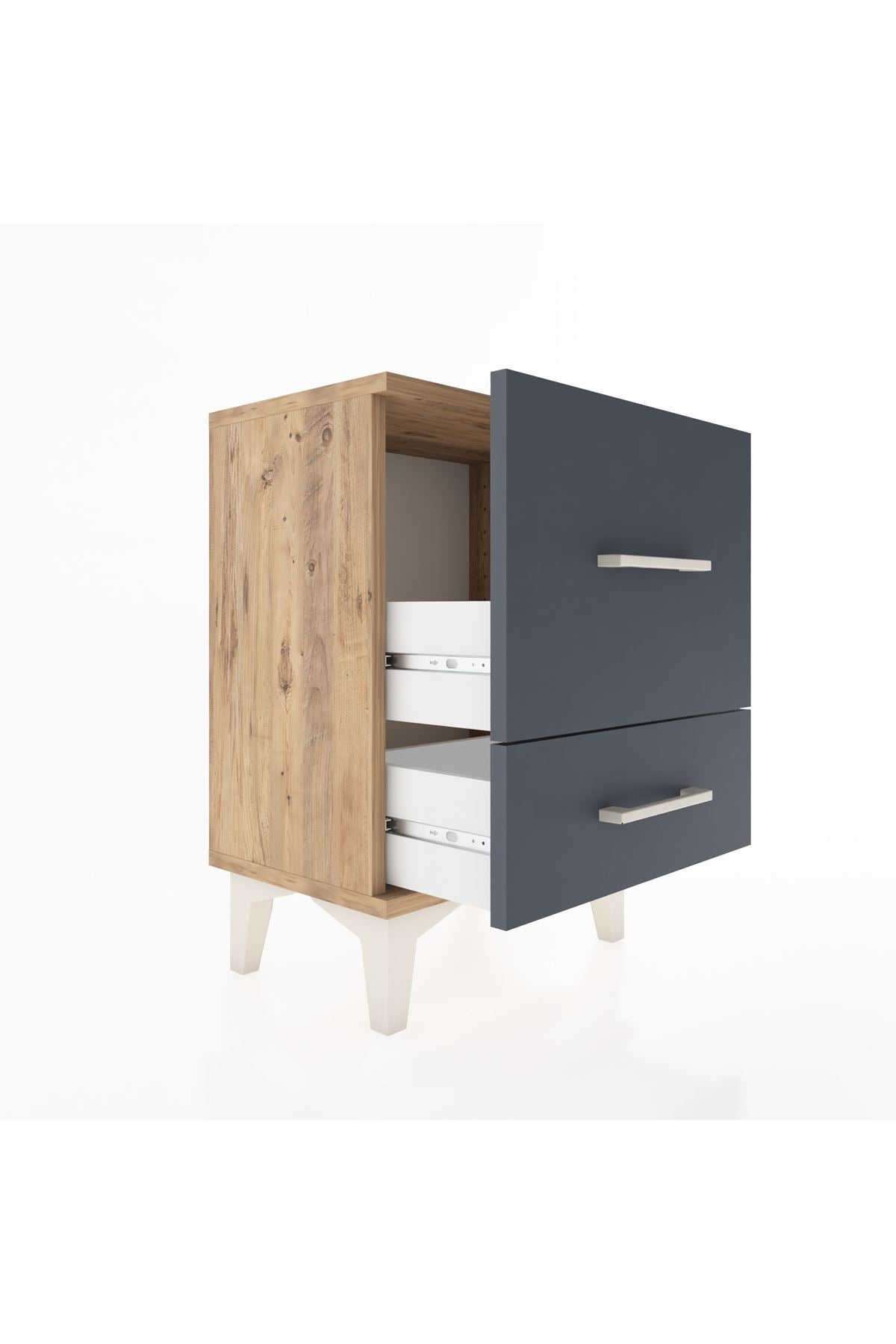 Arges Komodin 2 Çekmeceli 44x30x64 Çam-Antrasit