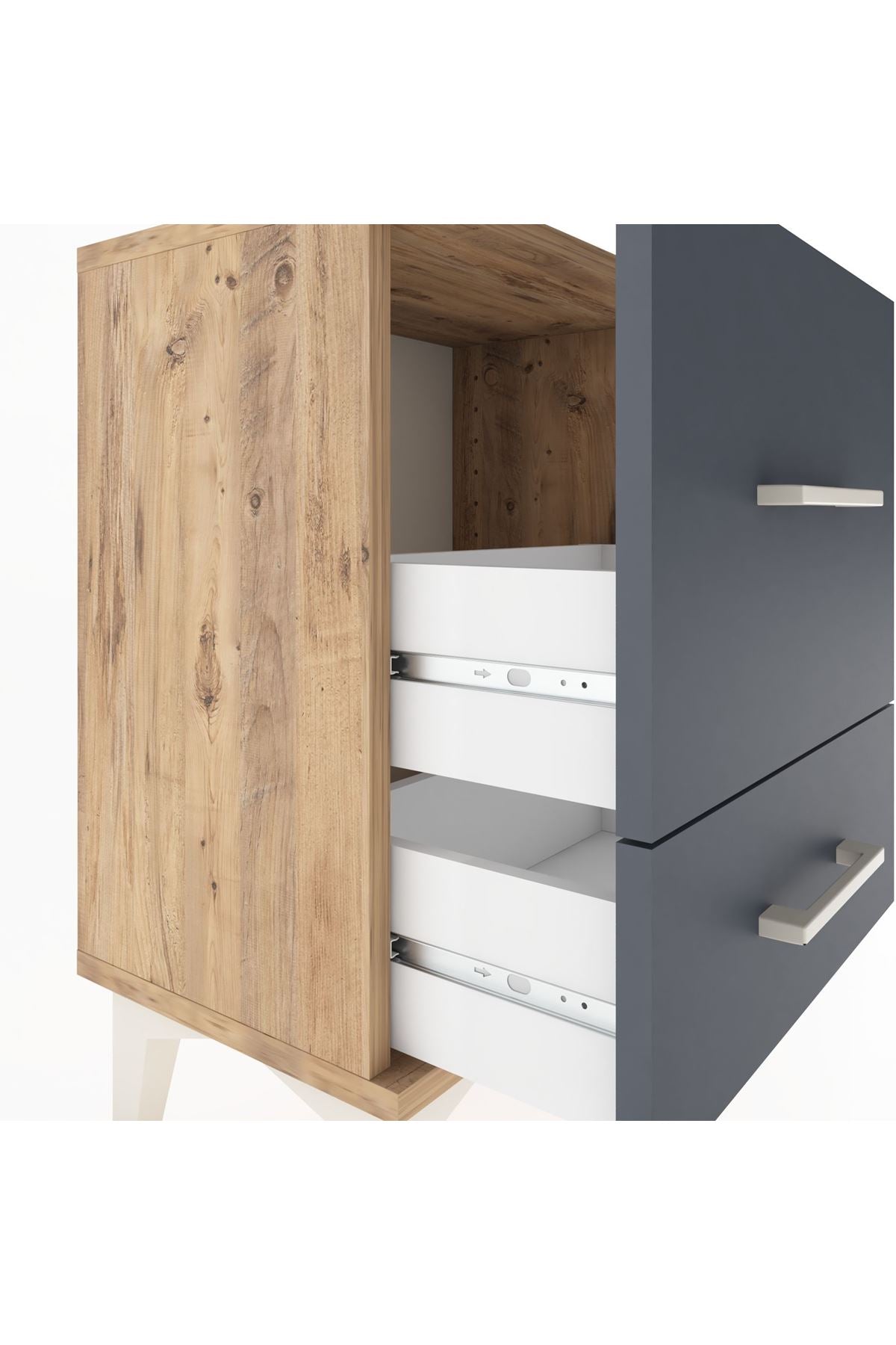 Arges Komodin 2 Çekmeceli 44x30x64 Çam-Antrasit