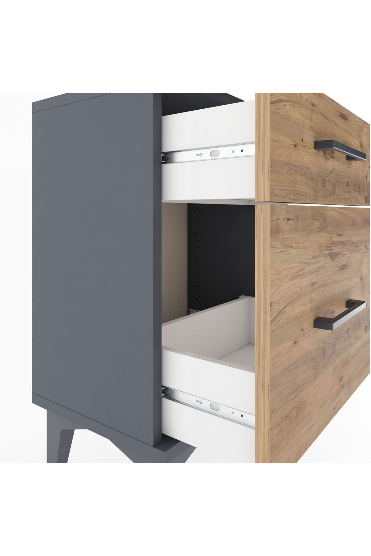 Arges Komodin 2 Çekmeceli 44x30x64 Antrasit-Çam