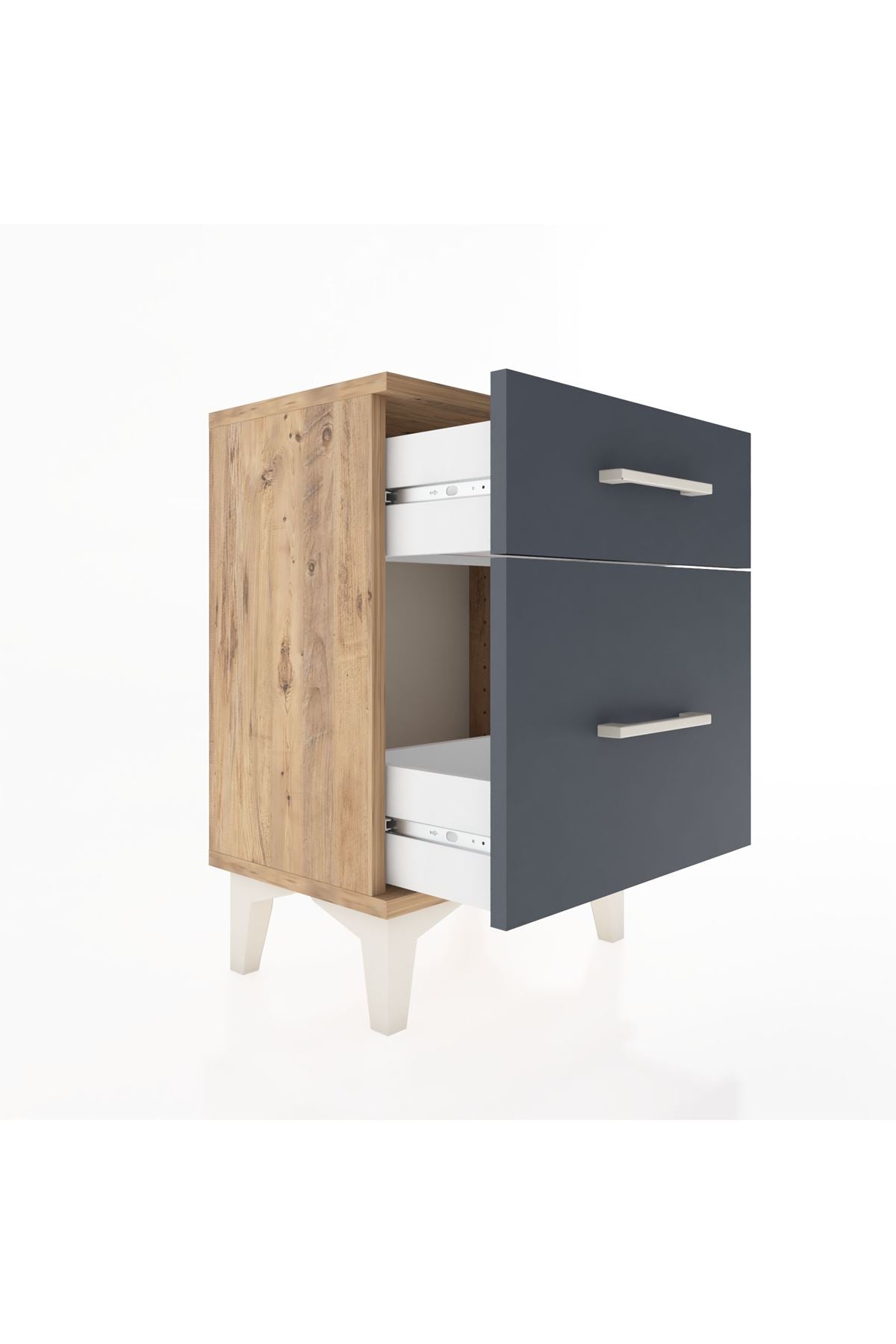 Arges Komodin 2 Çekmeceli 44x30x64 Çam-Antrasit