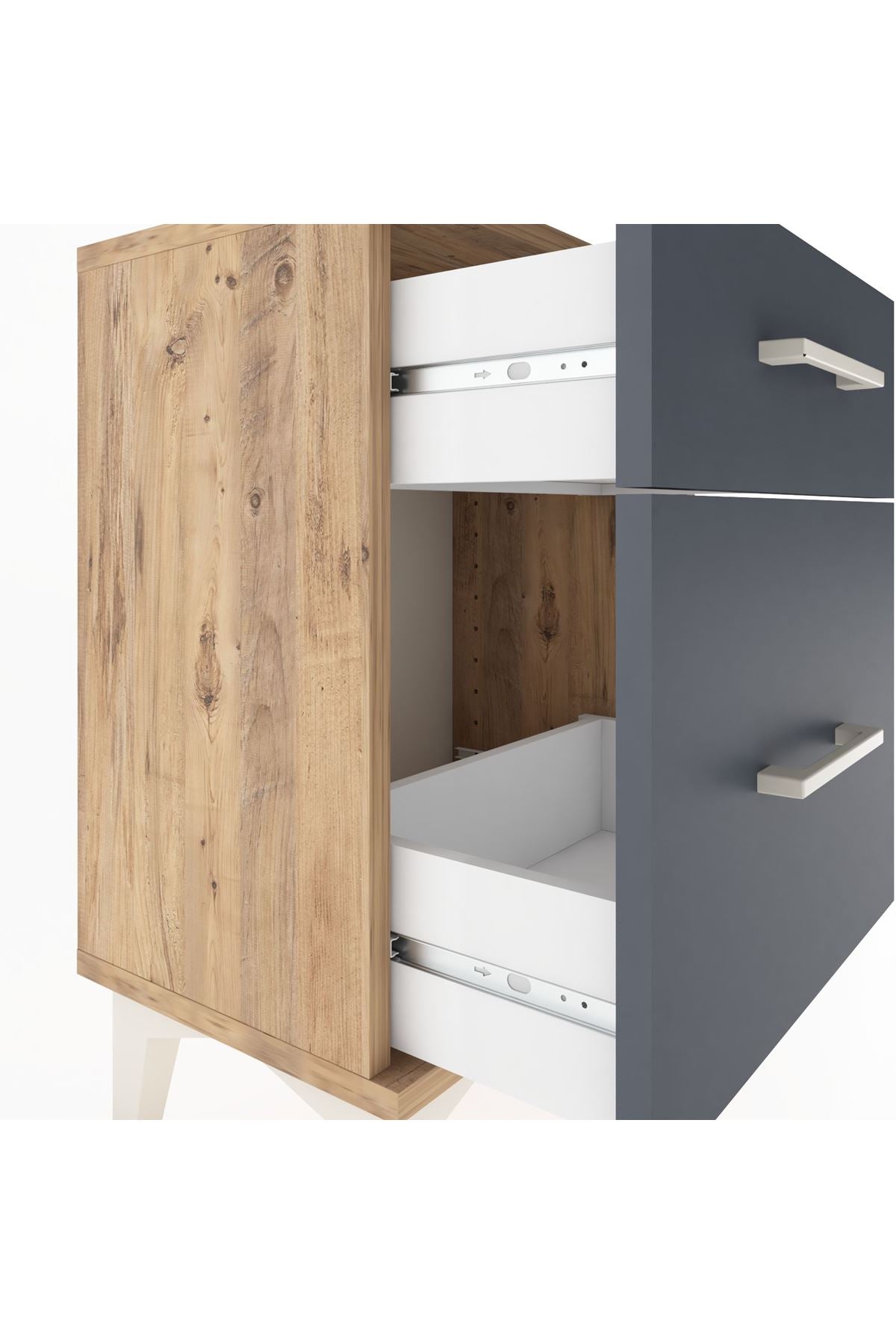 Arges Komodin 2 Çekmeceli 44x30x64 Çam-Antrasit