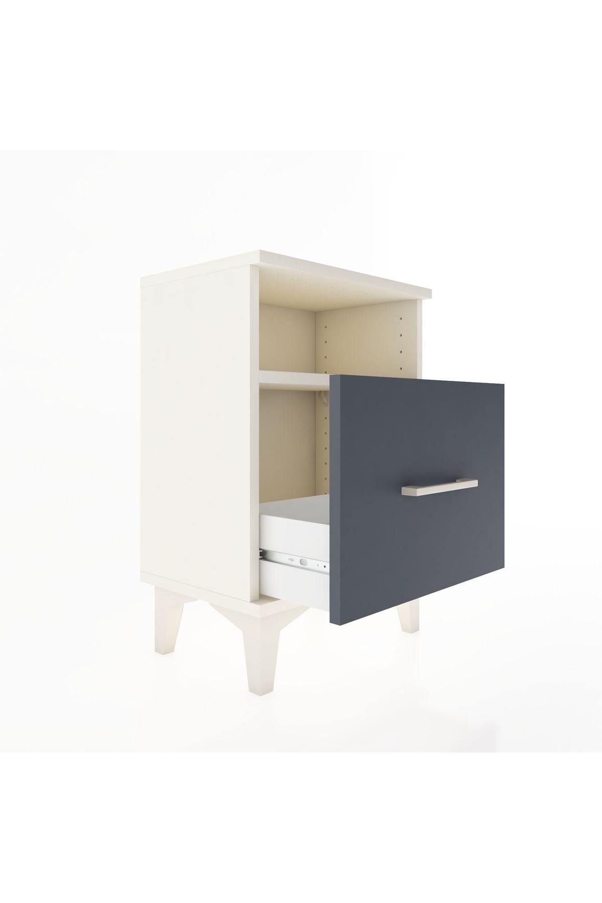 Arges Komodin Tek Raflı 2 Çekmeceli 44x30x64 Aytaşı-Antrasit