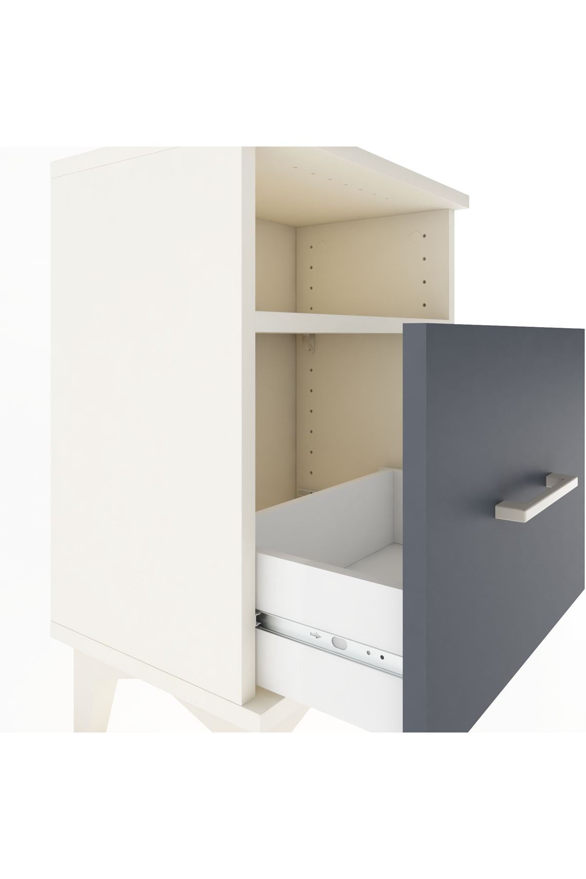 Arges Komodin Tek Raflı 2 Çekmeceli 44x30x64 Aytaşı-Antrasit