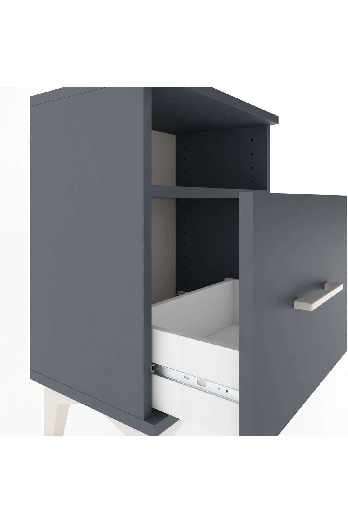 Arges Komodin Tek Raflı 2 Çekmeceli 44x30x64 Antrasit-Antrasit
