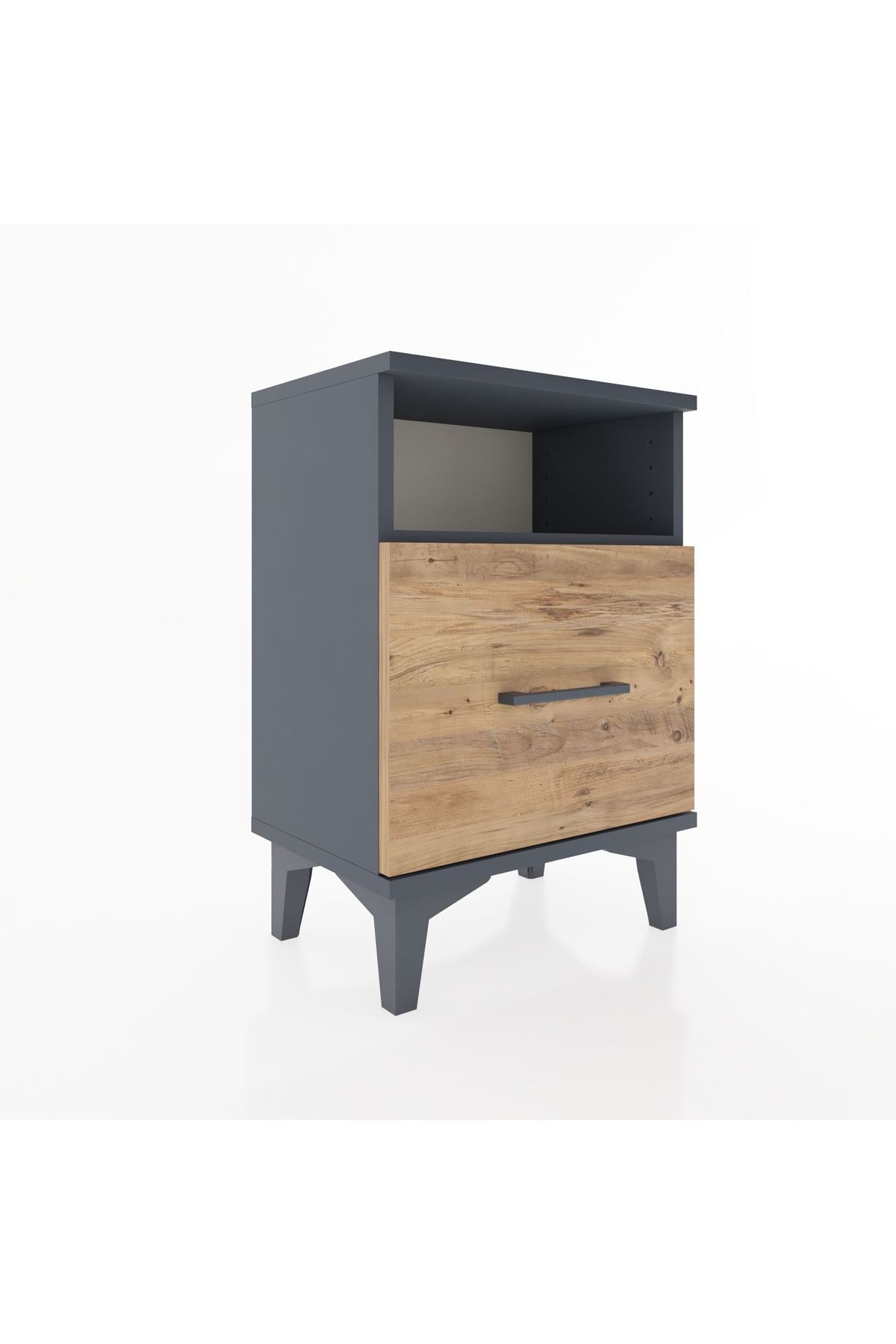 Arges Komodin Tek Raflı 2 Çekmeceli 44x30x64 Antrasit-Çam