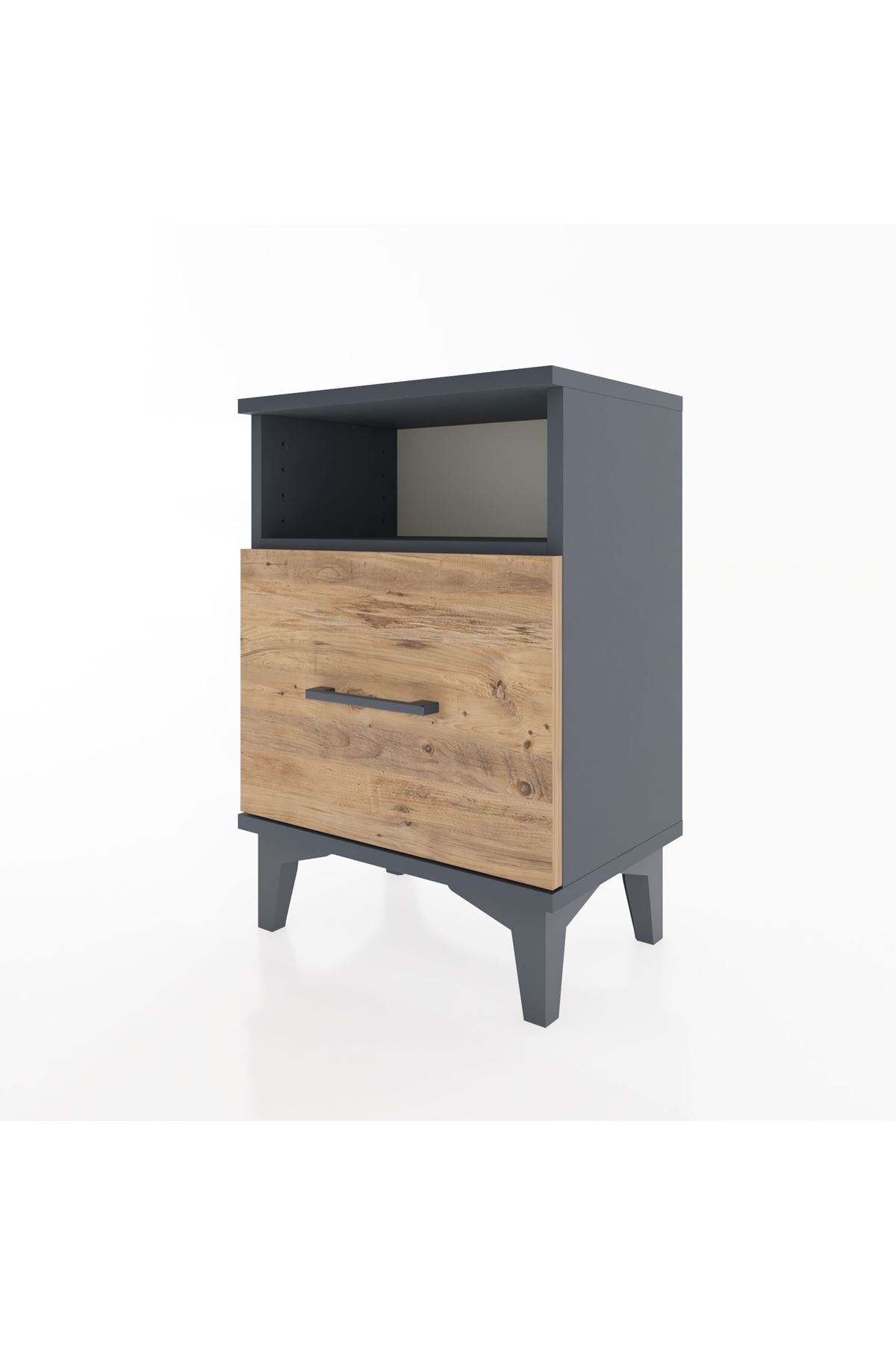 Arges Komodin Tek Raflı 2 Çekmeceli 44x30x64 Antrasit-Çam