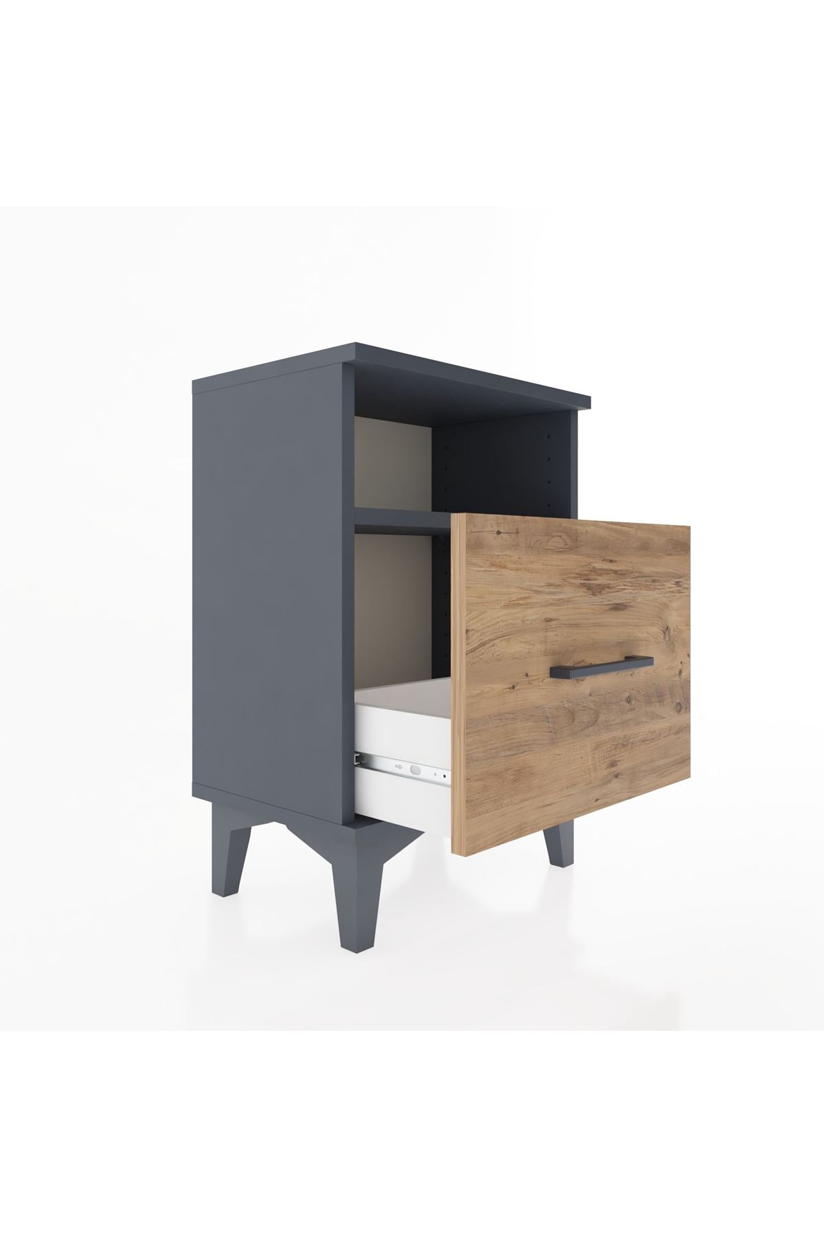 Arges Komodin Tek Raflı 2 Çekmeceli 44x30x64 Antrasit-Çam