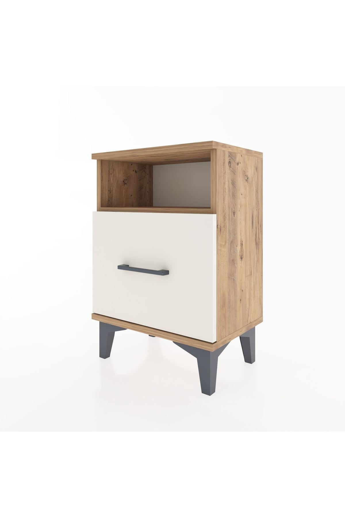 Arges Komodin Tek Raflı 2 Çekmeceli 44x30x64 Çam-Aytaşı