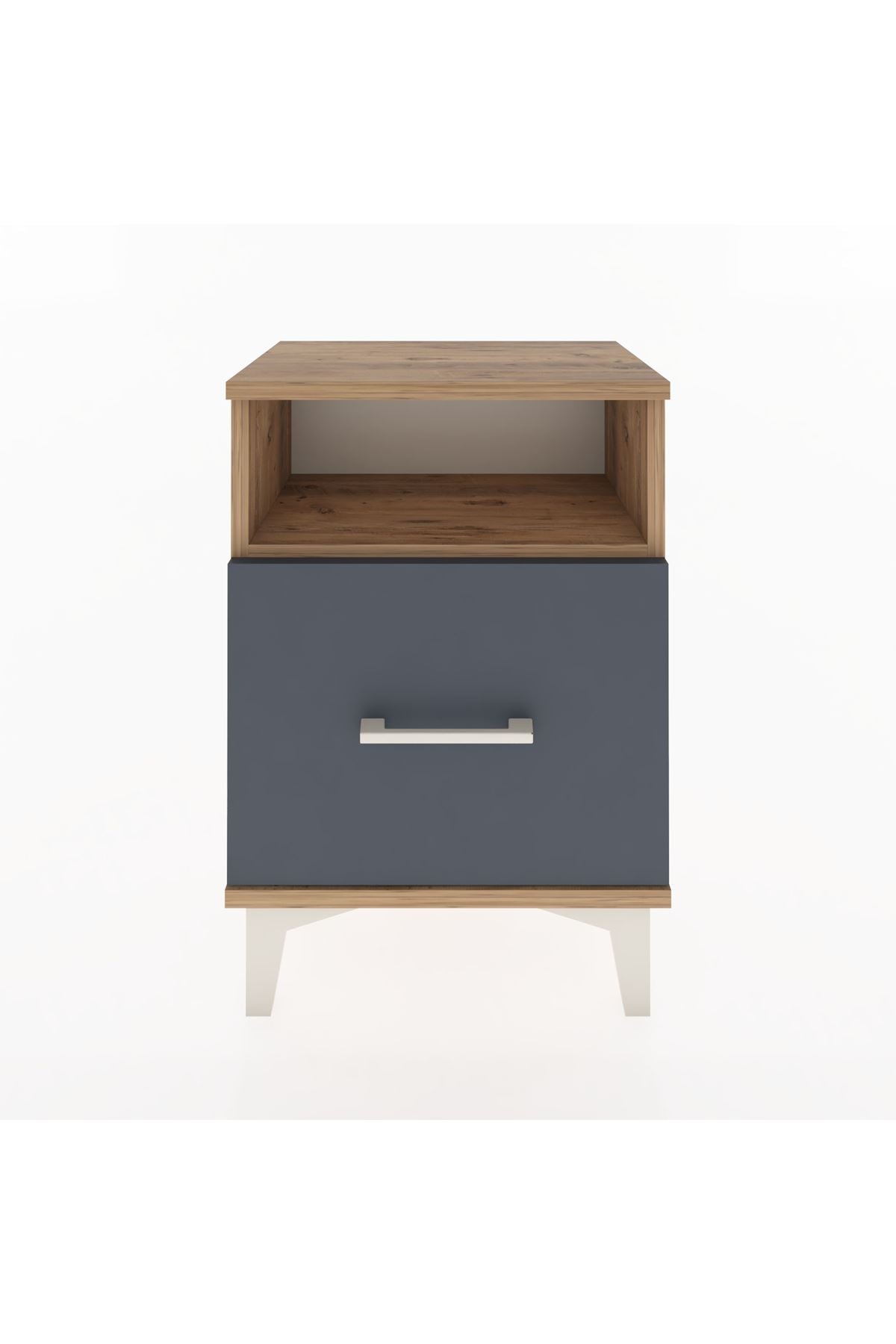 Arges Komodin Tek Raflı 2 Çekmeceli 44x30x64 Çam-Antrasit