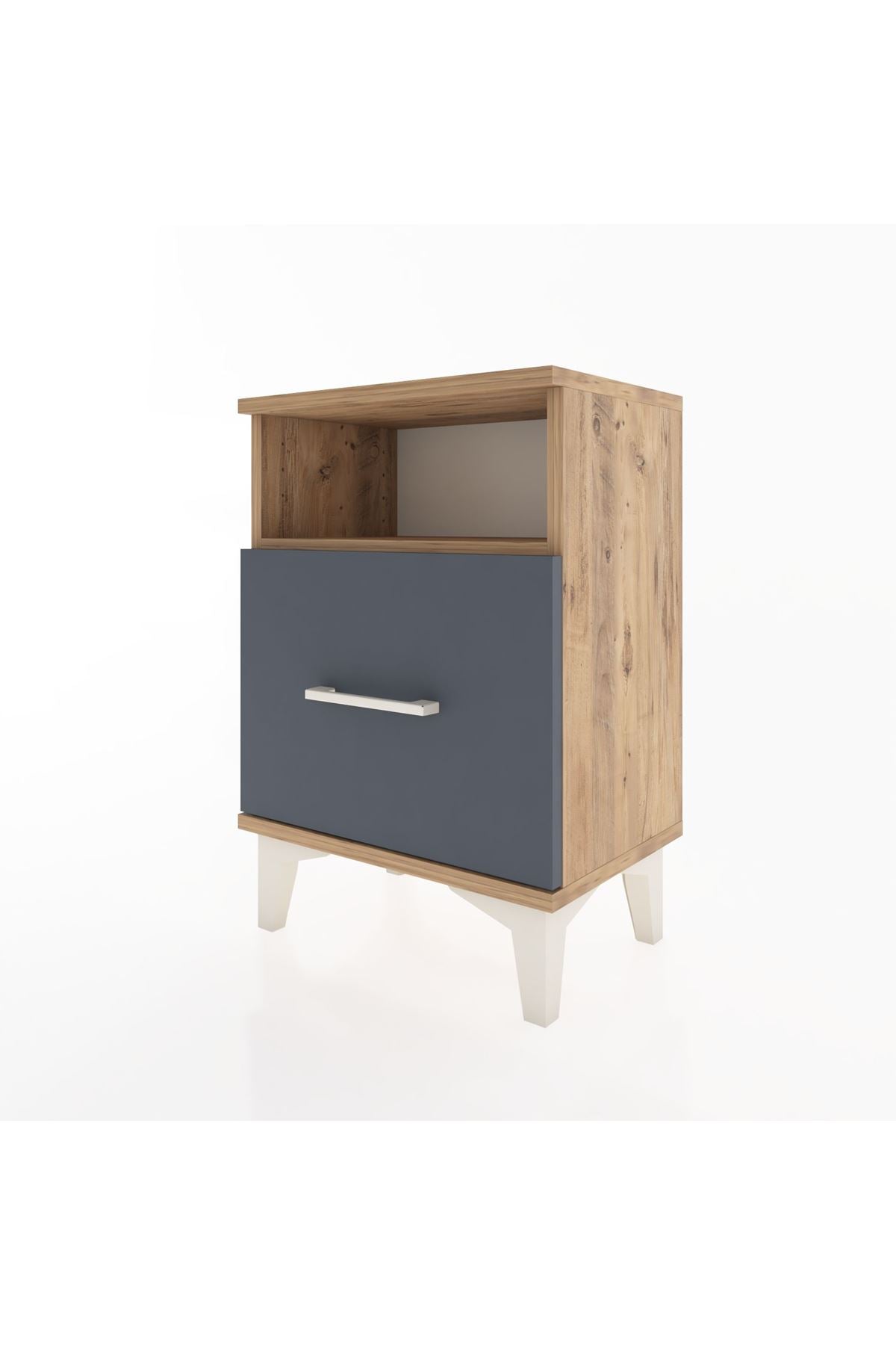 Arges Komodin Tek Raflı 2 Çekmeceli 44x30x64 Çam-Antrasit