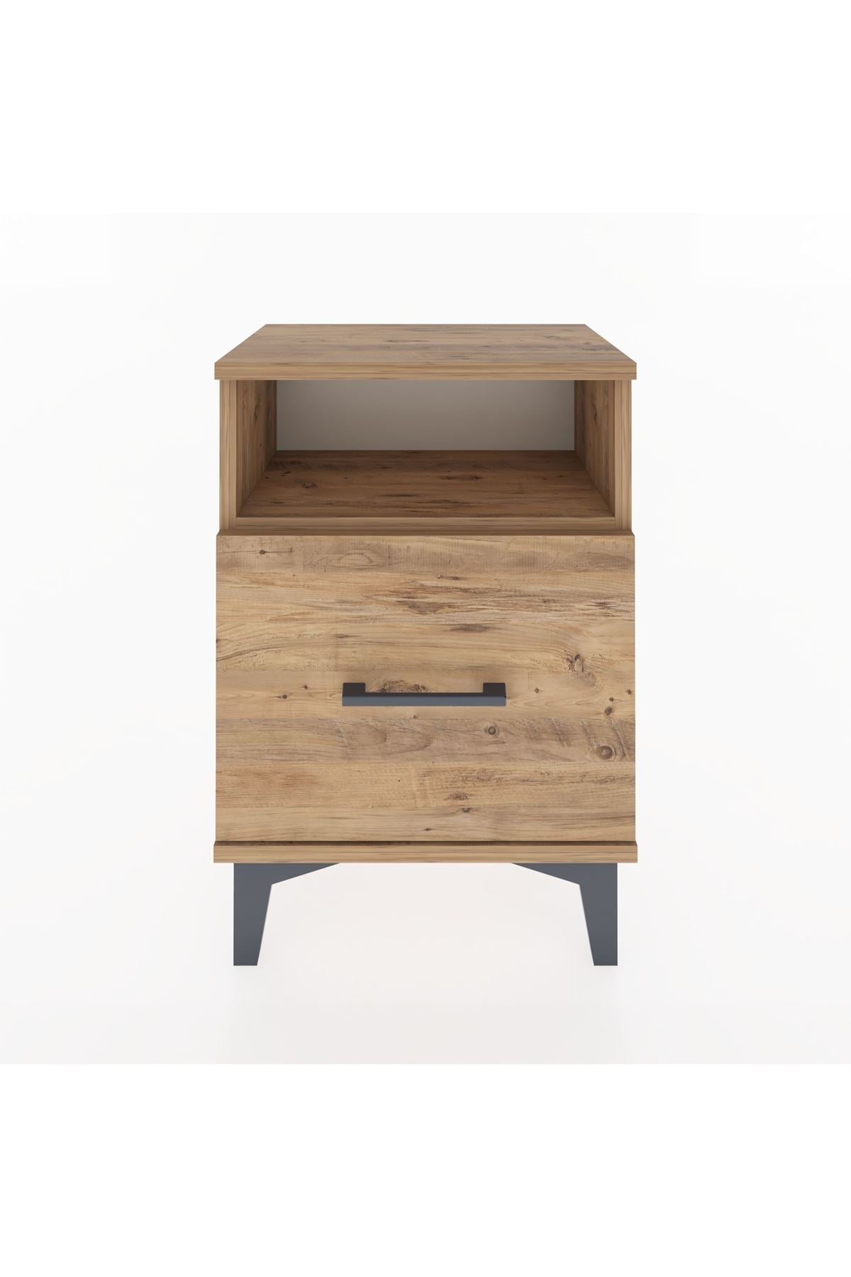 Arges Komodin Tek Raflı 2 Çekmeceli 44x30x64 Çam-Çam