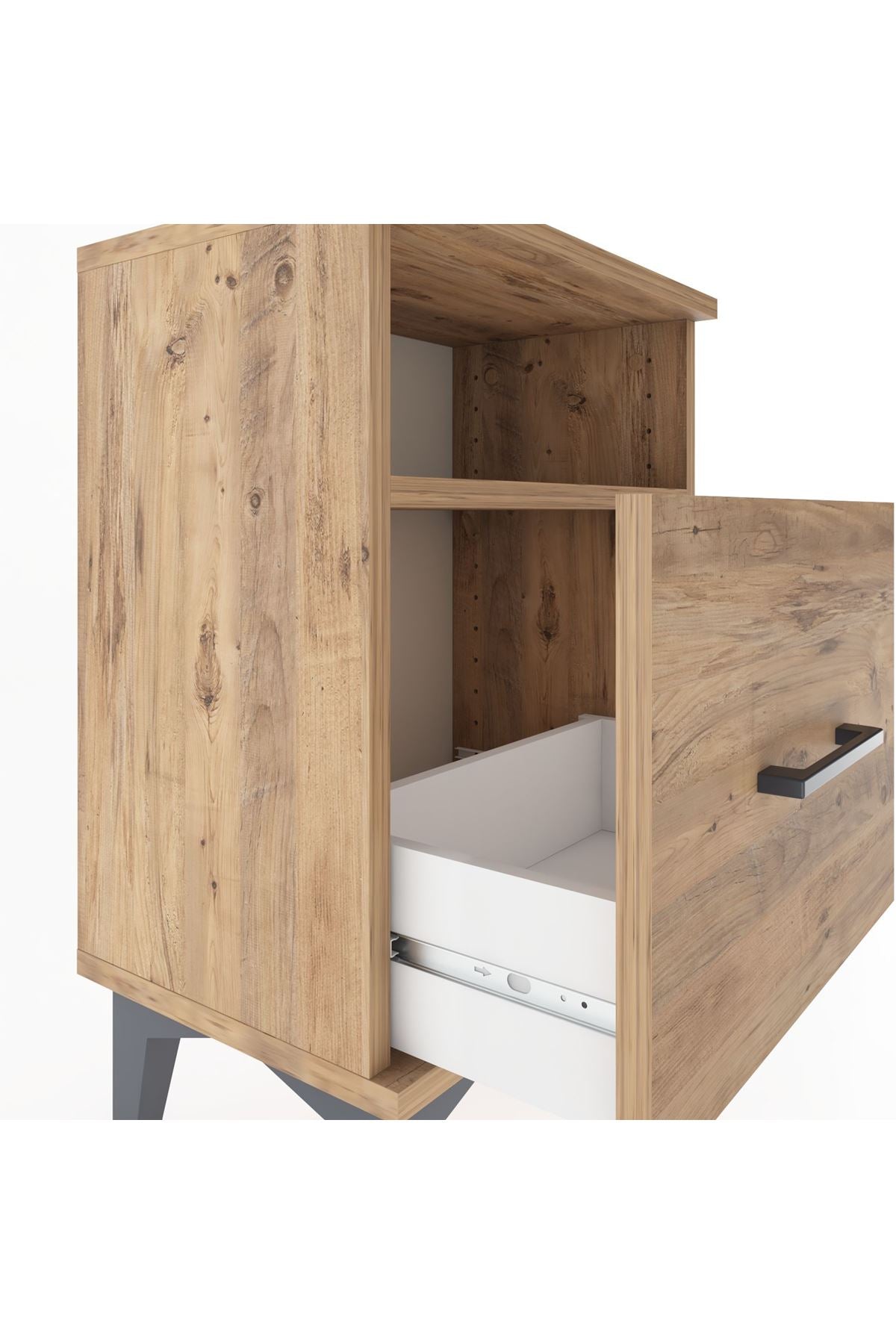Arges Komodin Tek Raflı 2 Çekmeceli 44x30x64 Çam-Çam